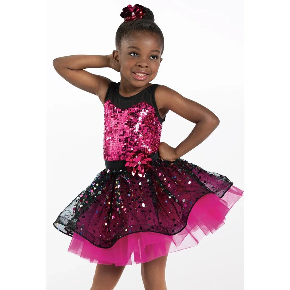 Pre-Owned Dance Costume Weissman 14365 Small Child Pink Jazz Sequin